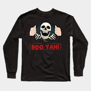 Halloween Costume Scary Skeleton Skull Face Horror Party Long Sleeve T-Shirt